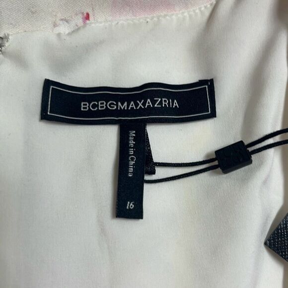 BCBG Maxazria Pink White Floral Satin Mini Dress Belted Pockets NWT 16 $348 MSRP - Picture 9 of 16